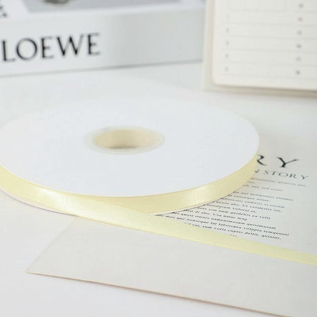 Single Face Decorative Satin Ribbon 100 Yards 3/8" Beige - YauSpark