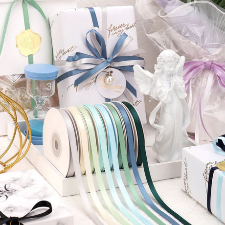 Single Face Decorative Satin Ribbon 100 Yards 3/8" Beige - YauSpark