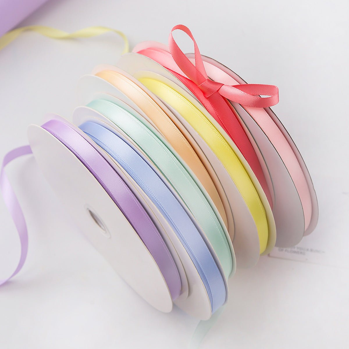 Single Face Decorative Satin Ribbon 100 Yards 3/8" Beige - YauSpark