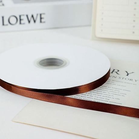 Single Face Decorative Satin Ribbon 100 Yards 3/8" Brown - YauSpark