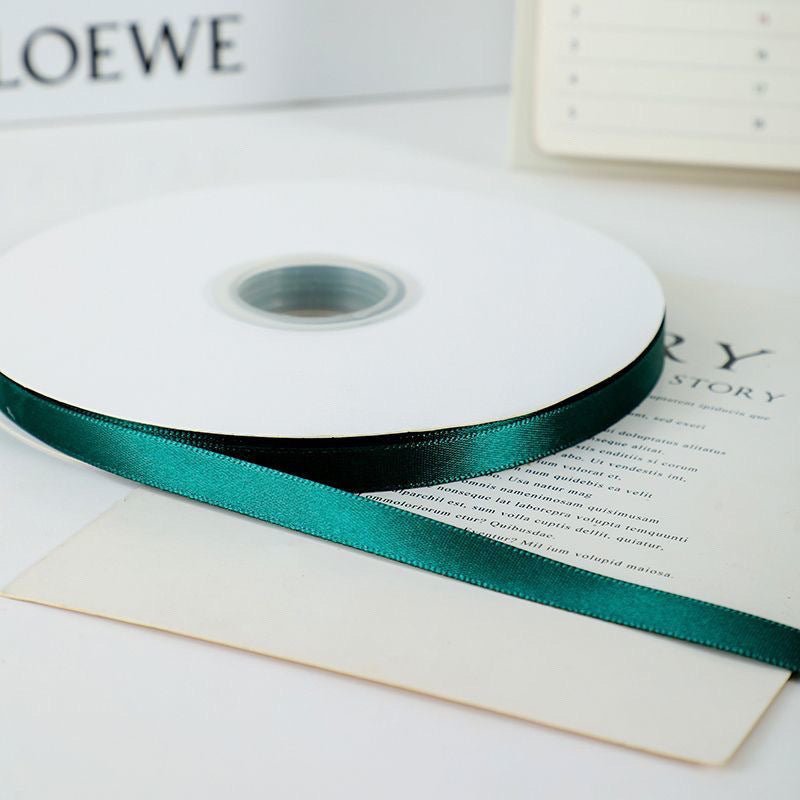 Single Face Decorative Satin Ribbon 100 Yards 3/8" Emerald Green - YauSpark