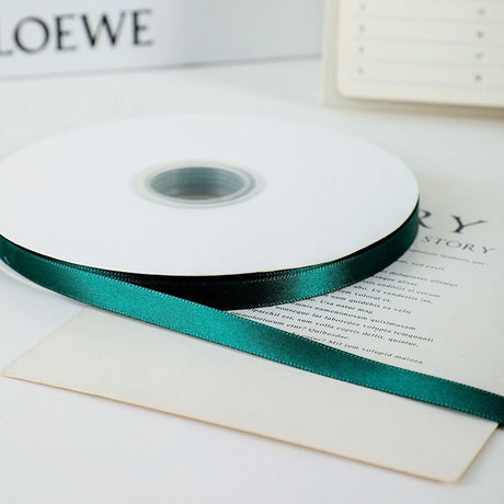 Single Face Decorative Satin Ribbon 100 Yards 3/8" Emerald Green - YauSpark