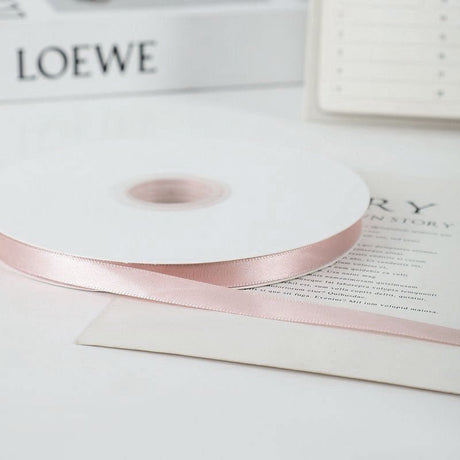 Single Face Decorative Satin Ribbon 100 Yards 3/8" Gray Pink - YauSpark