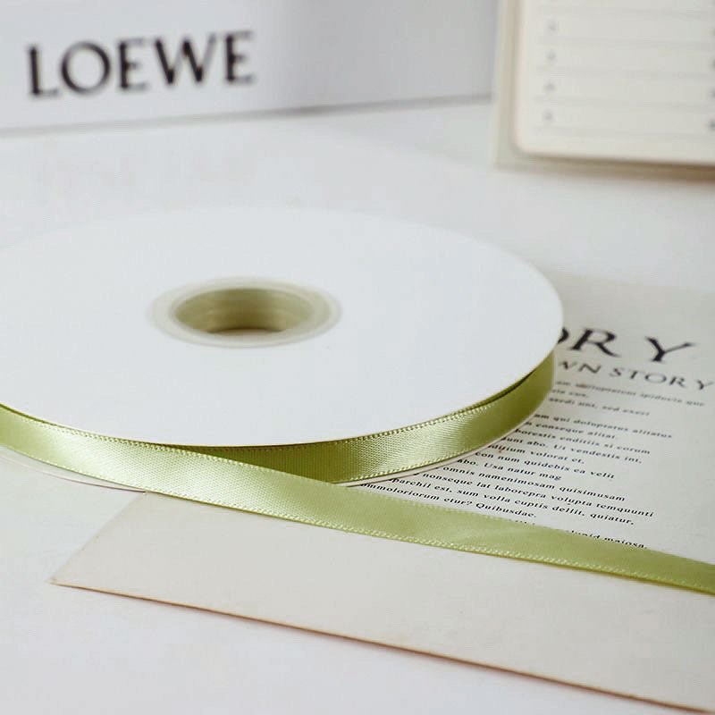 Single Face Decorative Satin Ribbon 100 Yards 3/8" Green Apple - YauSpark
