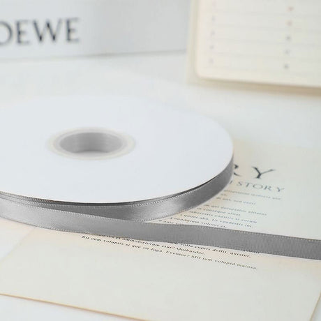 Single Face Decorative Satin Ribbon 100 Yards 3/8" Light Gray - YauSpark