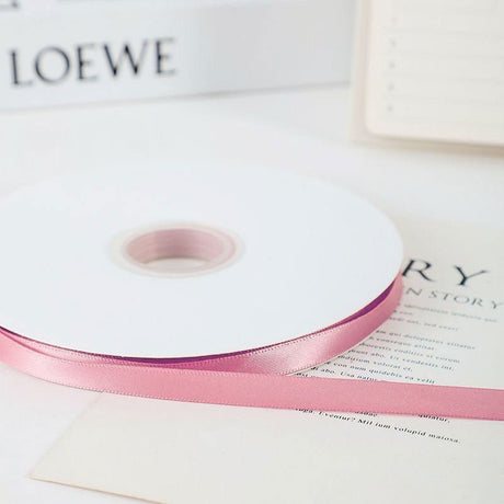 Single Face Decorative Satin Ribbon 100 Yards 3/8" Lotus Pink - YauSpark