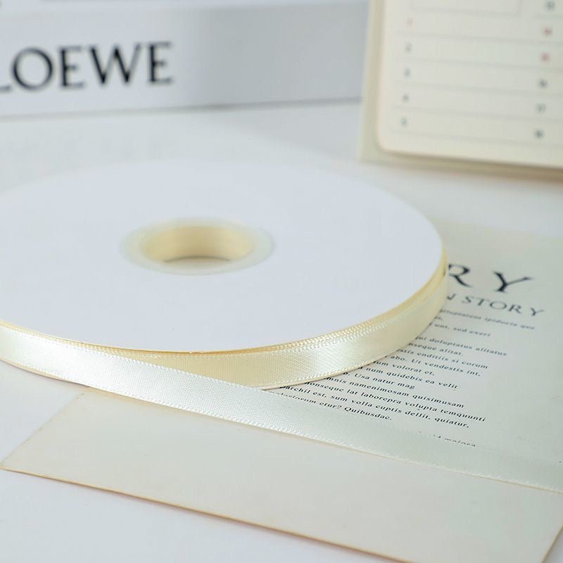 Single Face Decorative Satin Ribbon 100 Yards 3/8" Off White - YauSpark