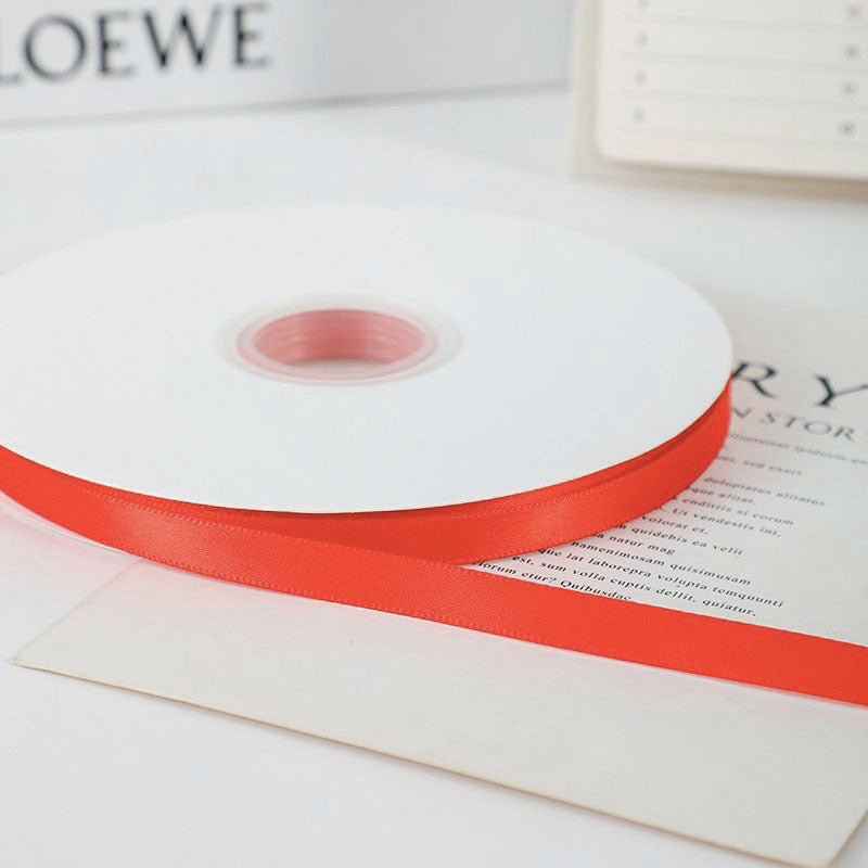 Single Face Decorative Satin Ribbon 100 Yards 3/8" Orange - YauSpark