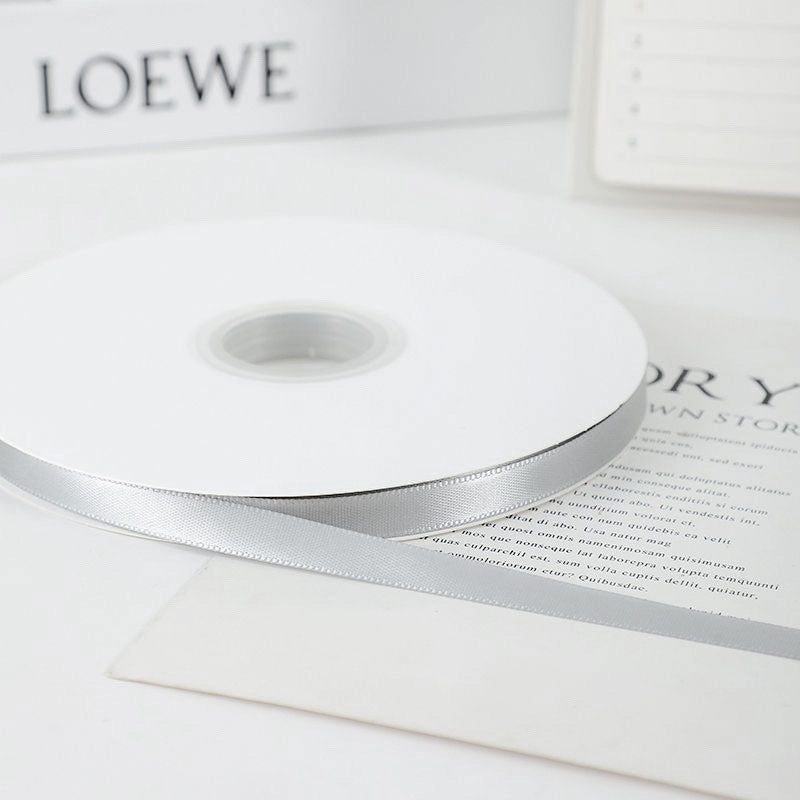 Single Face Decorative Satin Ribbon 100 Yards 3/8" Silver Gray - YauSpark