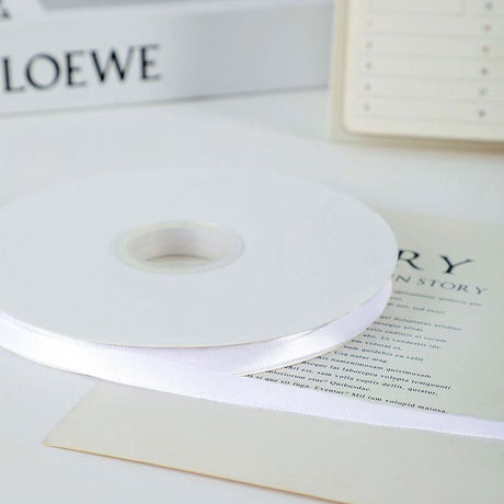 Single Face Decorative Satin Ribbon 100 Yards 3/8" White - YauSpark