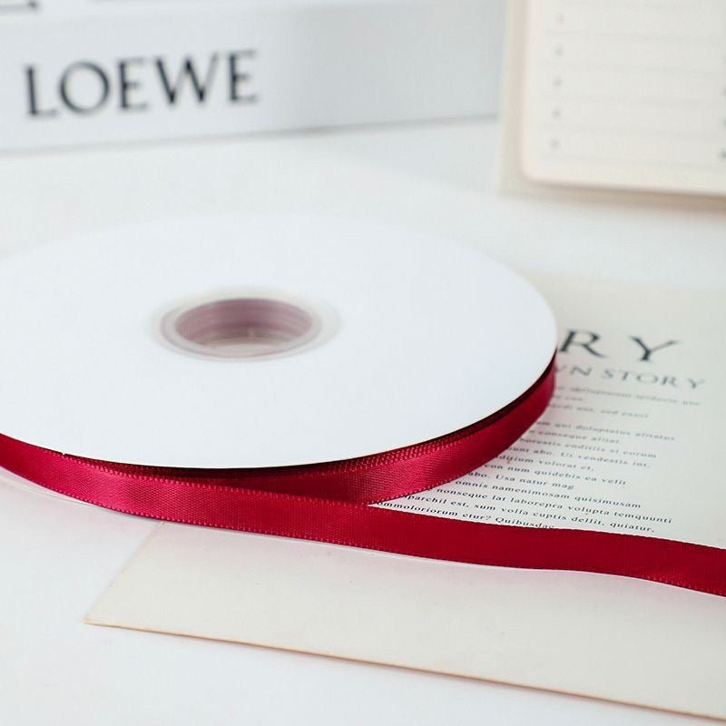 Single Face Decorative Satin Ribbon 100 Yards 3/8" Wine Red - YauSpark