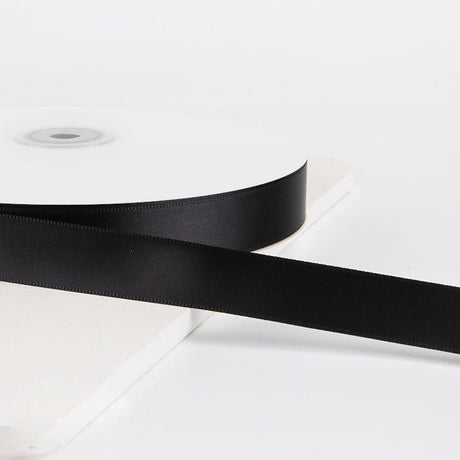 Single Face Decorative Satin Ribbon 100 Yards 7/8" Black - YauSpark