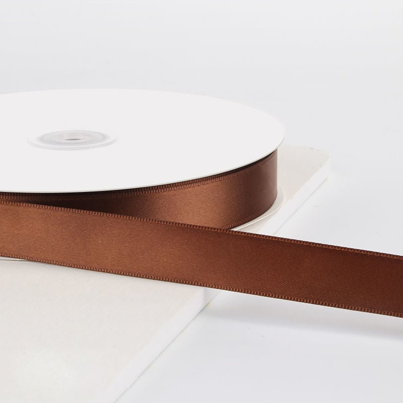 Single Face Decorative Satin Ribbon 100 Yards 7/8" Brown - YauSpark