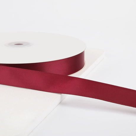 Single Face Decorative Satin Ribbon 100 Yards 7/8" Wine Red - YauSpark