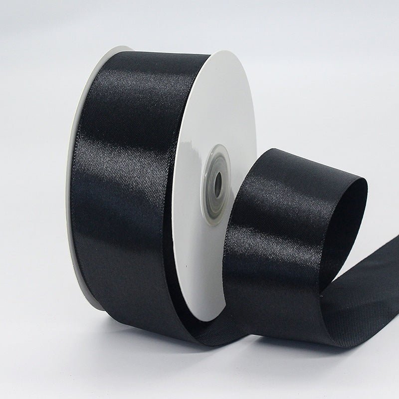 Single Face Decorative Satin Ribbon 50 Yards 1.5" Black - YauSpark