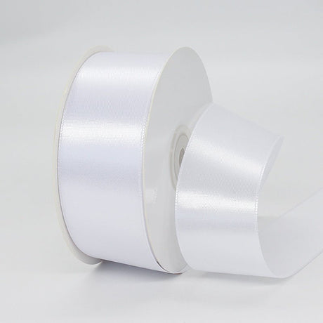 Single Face Decorative Satin Ribbon 50 Yards 1.5" White - YauSpark