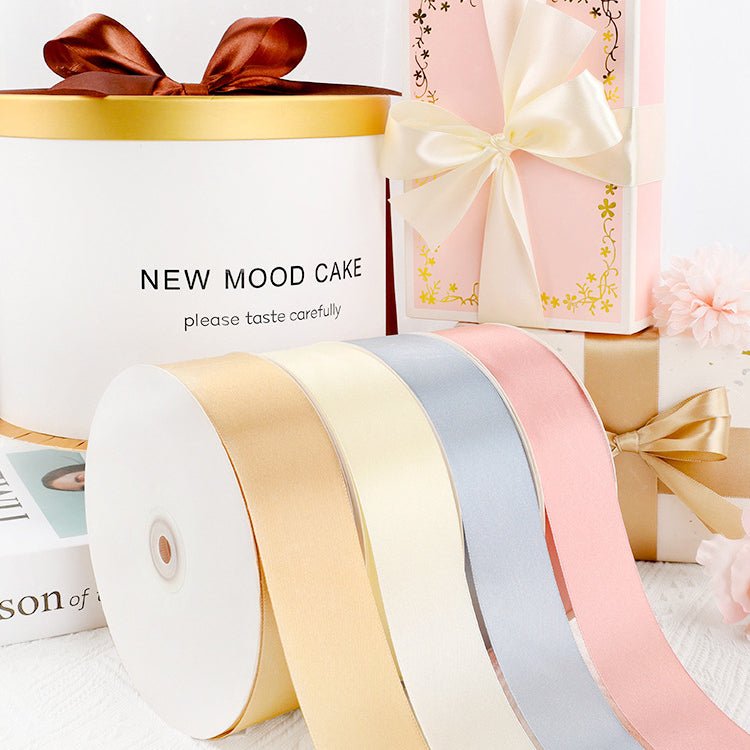 Single Face Decorative Satin Ribbon 50 Yards 1.5" Yellow - YauSpark