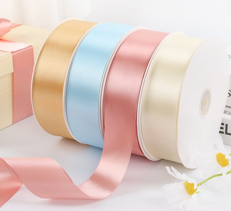 Single Face Decorative Satin Ribbon 50 Yards 1.5" Yellow - YauSpark
