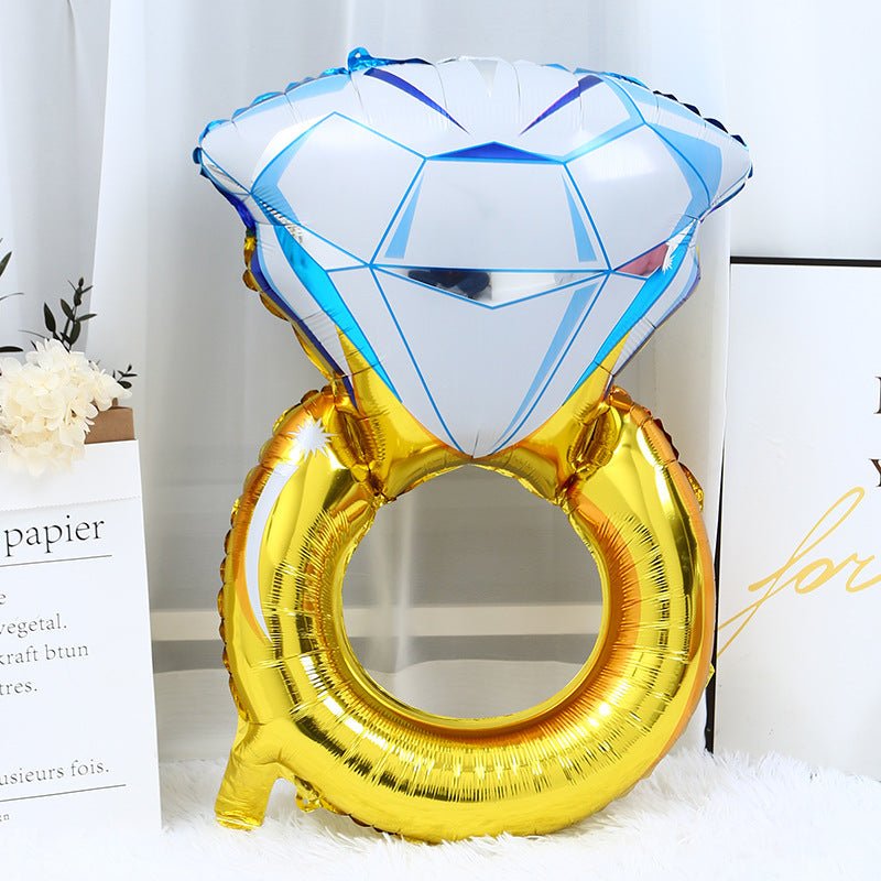 Small Gold Diamond Ring Mylar Foil Helium Air Balloon 17" - YauSpark
