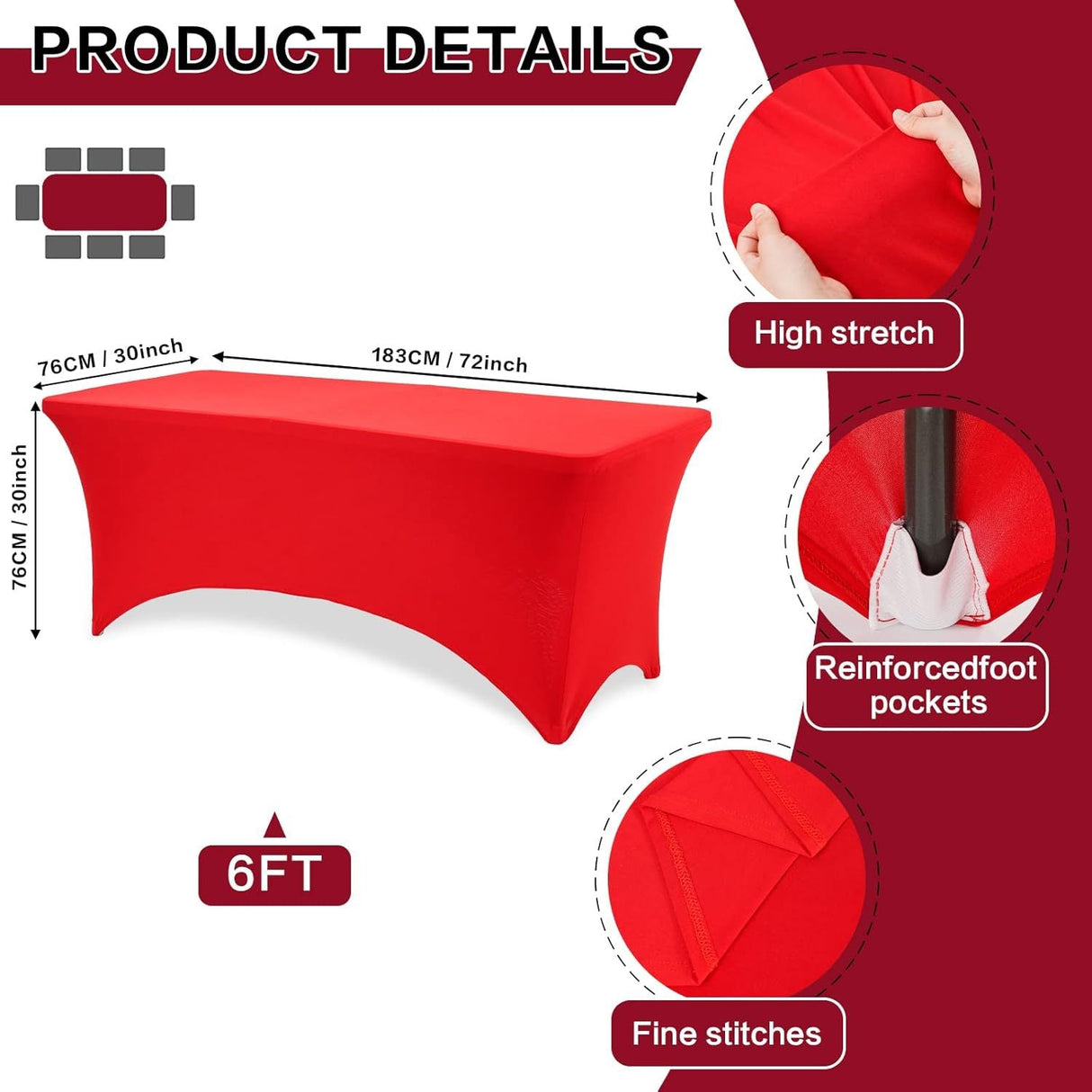 Stretch Rectangle Fitted Table Cover 48"x30" - YauSpark