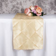 Taffeta Pintuck Table Runner 12"x108" Champagne - YauSpark