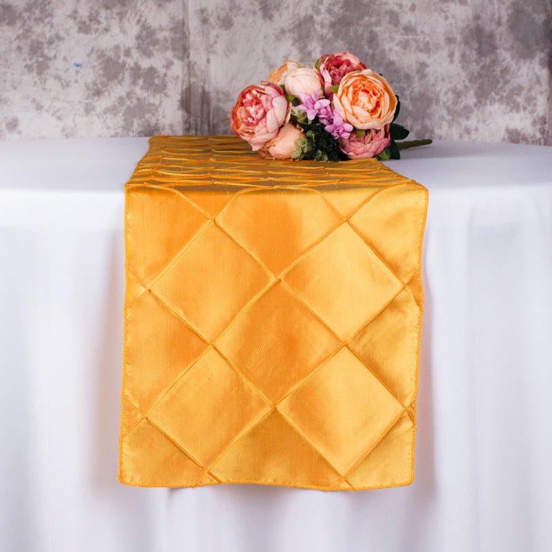 Taffeta Pintuck Table Runner 12"x108" Golden Yellow - YauSpark