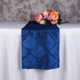 Taffeta Pintuck Table Runner 12"x108" Navy Blue - YauSpark