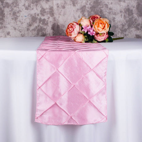 Taffeta Pintuck Table Runner 12"x108" Pink - YauSpark