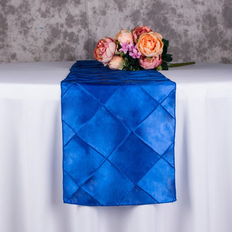 Taffeta Pintuck Table Runner 12"x108" Royal Blue - YauSpark