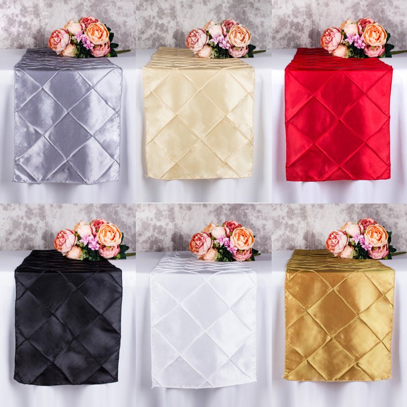 Taffeta Pintuck Table Runner 12"x108" Royal Blue - YauSpark