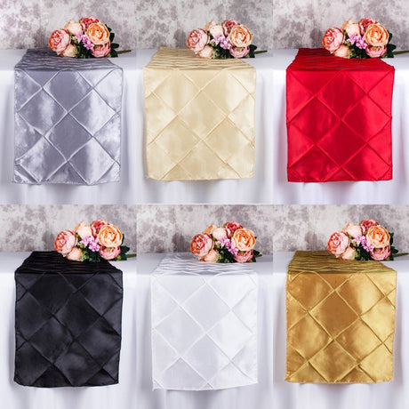 Taffeta Pintuck Table Runner 12"x108" Royal Blue - YauSpark