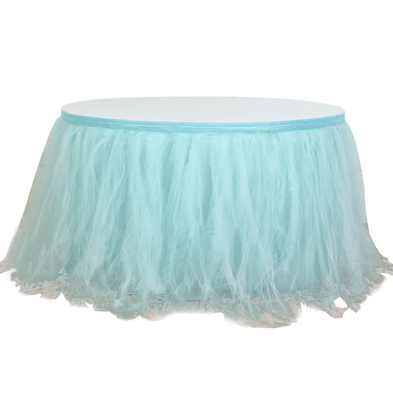 Tulle Table Skirt 21ft Blue - YauSpark