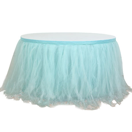 Tulle Table Skirt 21ft Blue - YauSpark