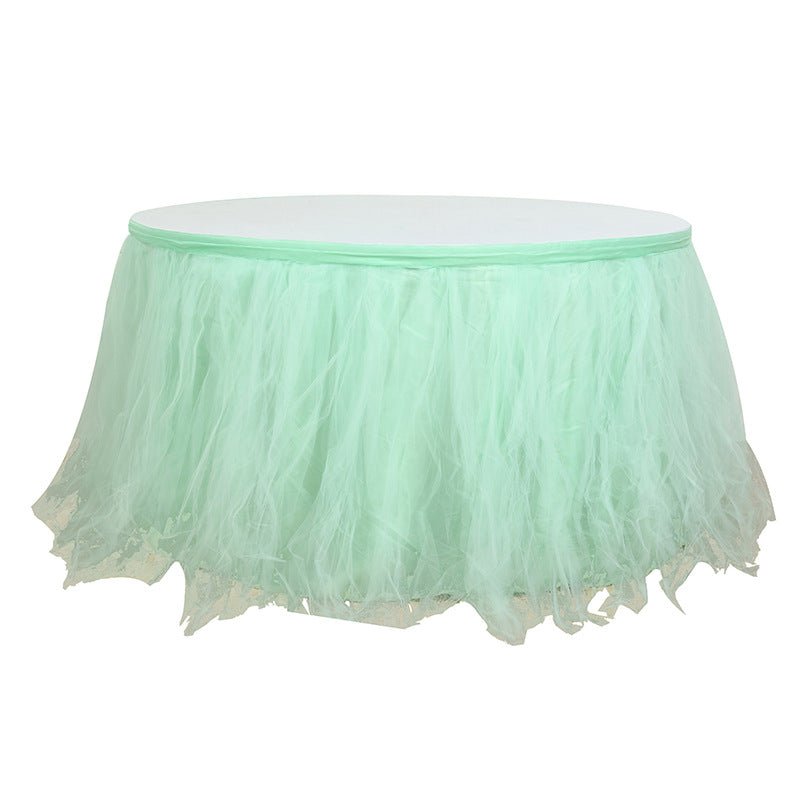 Tulle Table Skirt 21ft Emerald Green - YauSpark