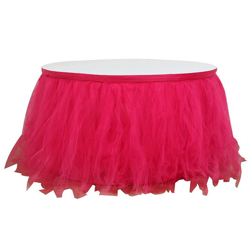 Tulle Table Skirt 21ft Fuchsia - YauSpark