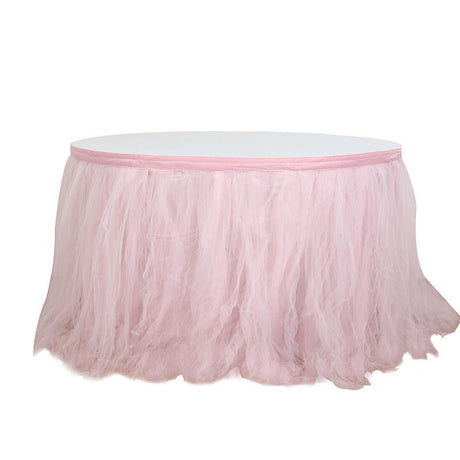 Tulle Table Skirt 21ft Light Pink - YauSpark