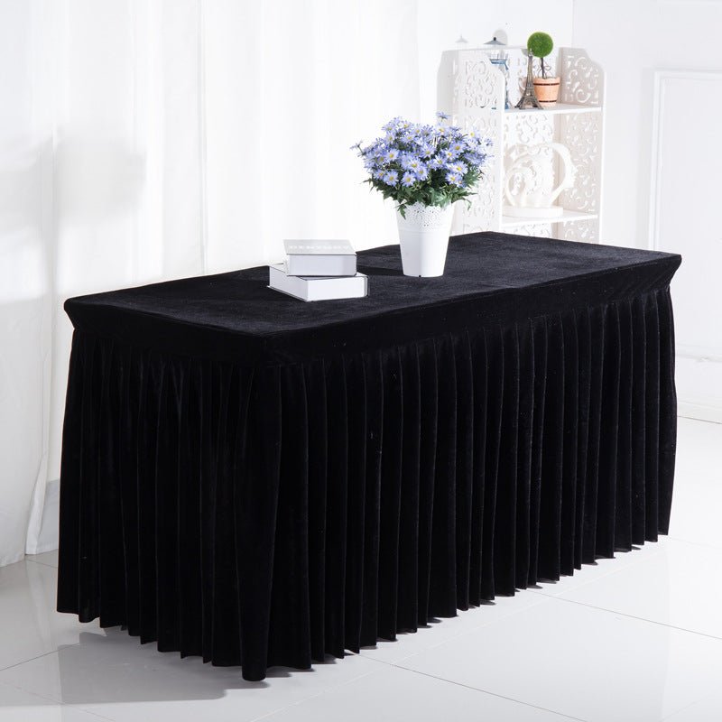Velvet Rectangular Table Skirt 70"x23"x29" Black - YauSpark