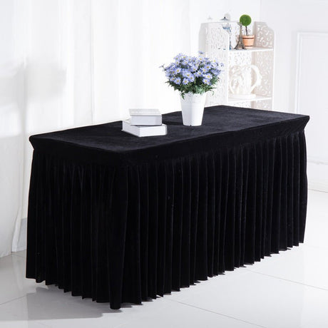 Velvet Rectangular Table Skirt 70"x23"x29" Black - YauSpark