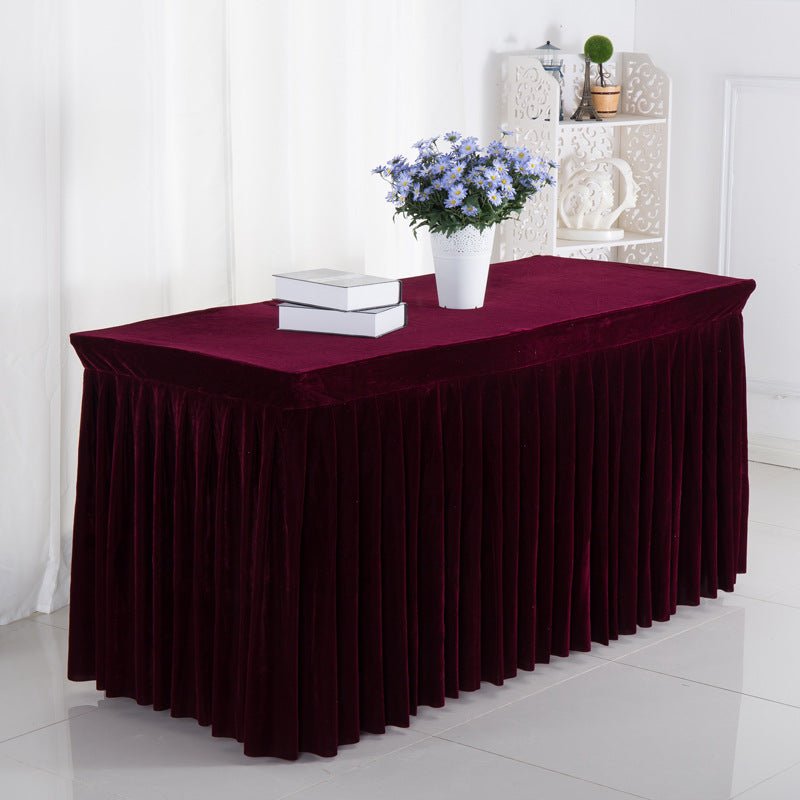 Velvet Rectangular Table Skirt 70"x23"x29" Deep Red - YauSpark