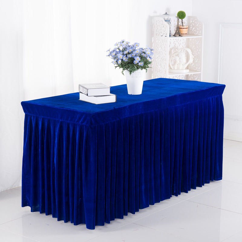 Velvet Rectangular Table Skirt 70"x23"x29" Royal Blue - YauSpark
