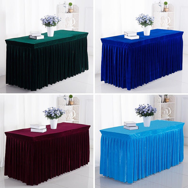 Velvet Rectangular Table Skirt 70"x23"x29"Purple - YauSpark