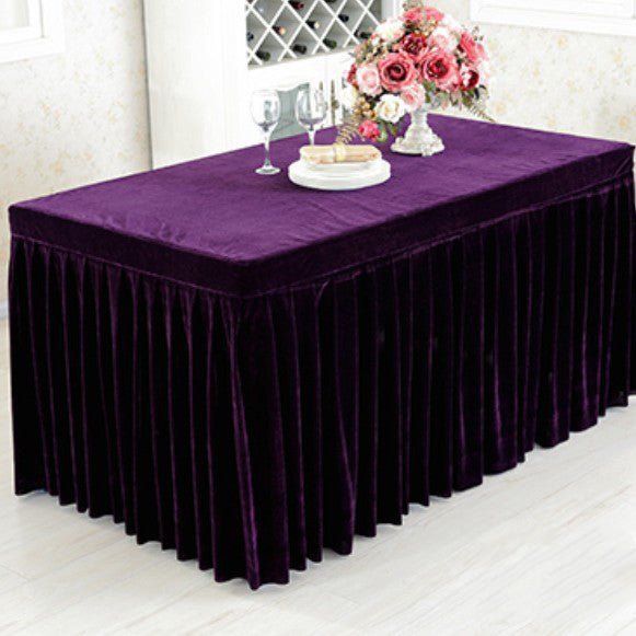 Velvet Rectangular Table Skirt 70"x23"x29"Purple - YauSpark