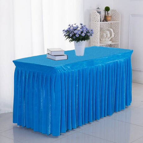 Velvet Rectangular Table Skirt 70"x23"x29"Sky Blue - YauSpark
