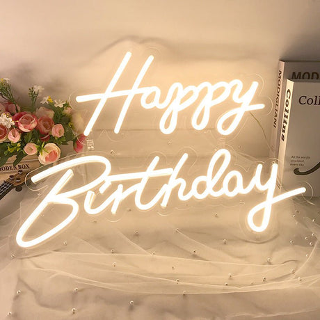 Vibrant and Playful: Happy Birthday Neon Light Sign in Brilliant Colors - YauSpark