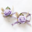 Wedding Rose Wrist Corsage and Boutonniere Set Purple - YauSpark