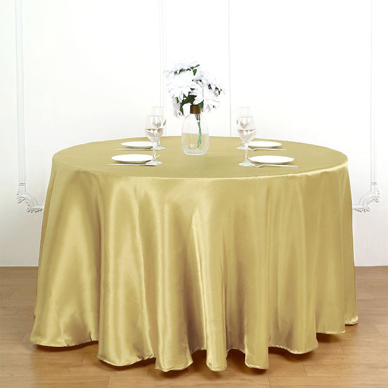 Weddings Satin Round Tablecloth Champagne - YauSpark