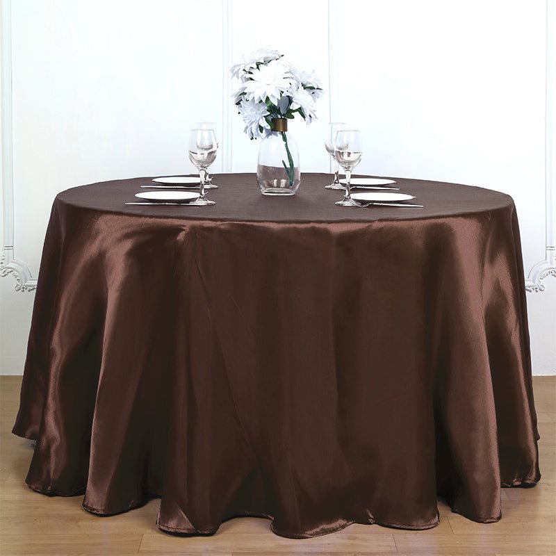 Weddings Satin Round Tablecloth Coffee - YauSpark