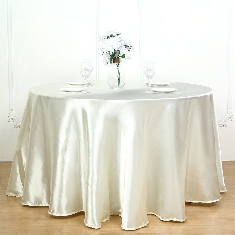 Weddings Satin Round Tablecloth Cream - YauSpark