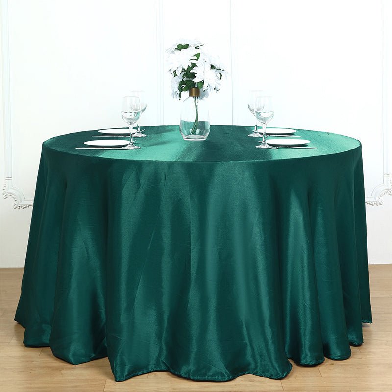 Weddings Satin Round Tablecloth Dark Green - YauSpark