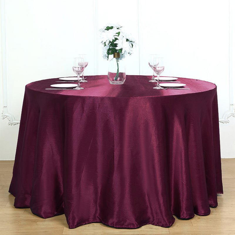 Weddings Satin Round Tablecloth Deep Purple - YauSpark